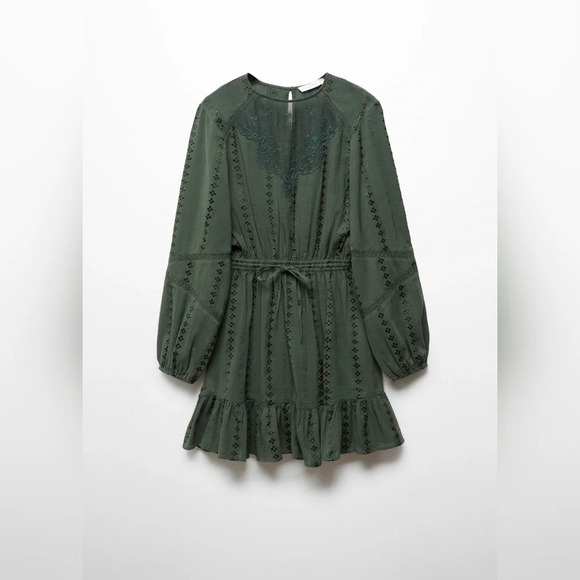 Mango [4] Puff-sleeved embroidered dress - Picture 7 of 7